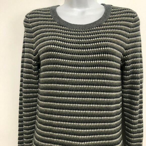 French Connection Gray Blue Gold Black Striped Knit Sweater Dress Women's Size 6 - Picture 4 of 12